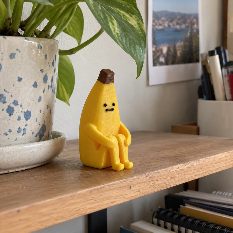 Ängstliche einsame Bananenfigur