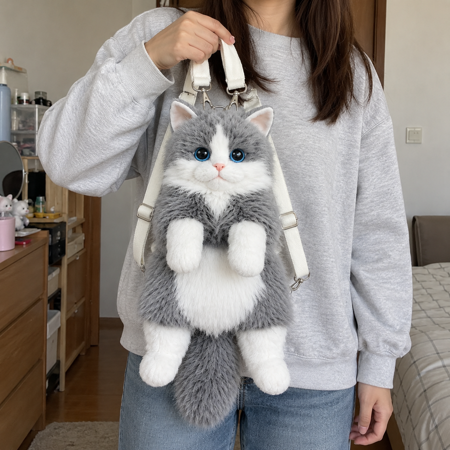 Never Let Go Cat Plush Backpack