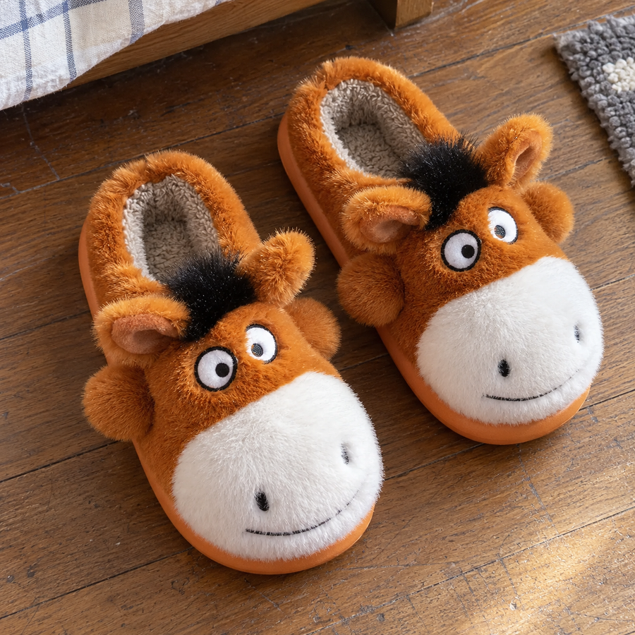 Lata åsnan fluffiga tofflor