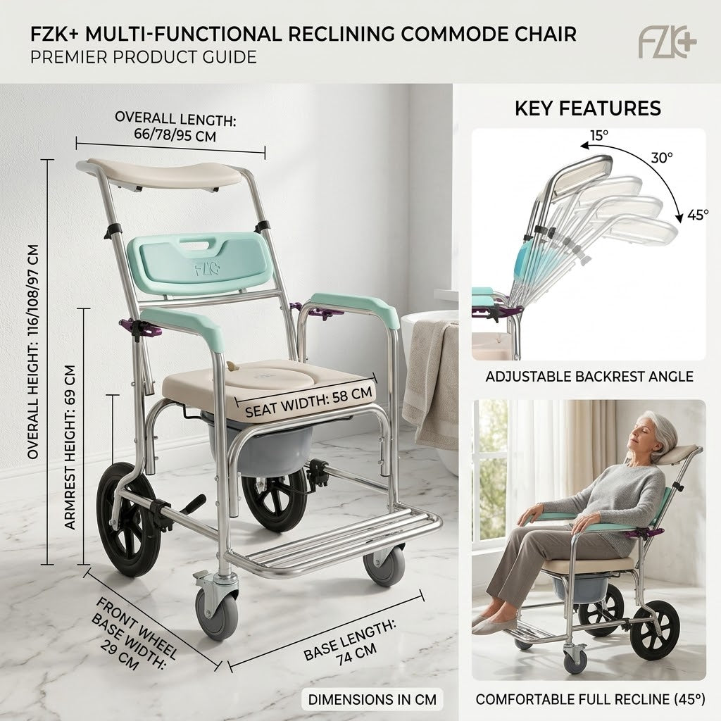 Safe Seat Adjustable Shower Patient Transport Chair - Image 4