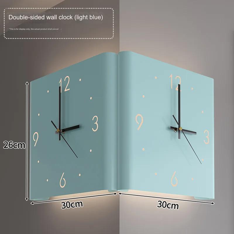 Double-Sided Illuminated Corner Silent Wall Clock