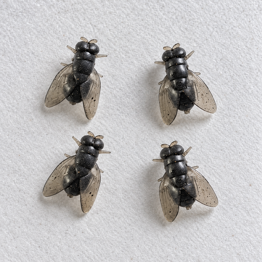 Two pairs of Large Buzzkill fly stud earrings, four earrings total