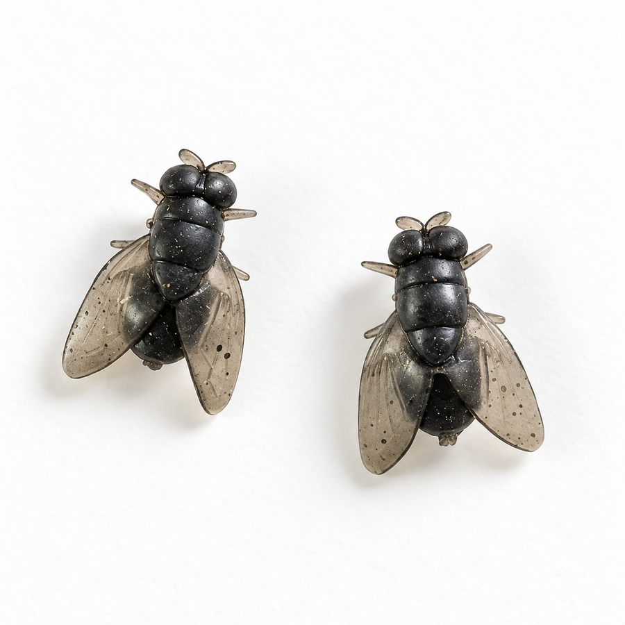Buzzkill Large fly stud earrings on a white background