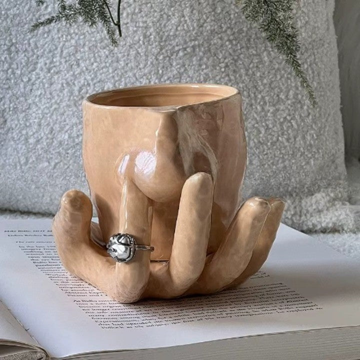 Artistic Hand Grip Base Unique Coffee Mug - Image 0