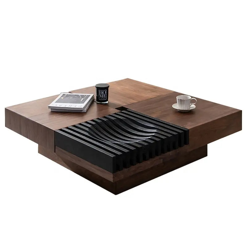 Sculpted Wave Centerpiece Wooden Coffee Table - Image 6