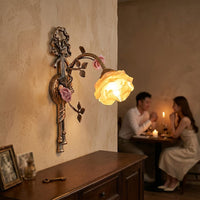 Lantern Garden Vintage Copper Flower Wall Lamp - Image 6