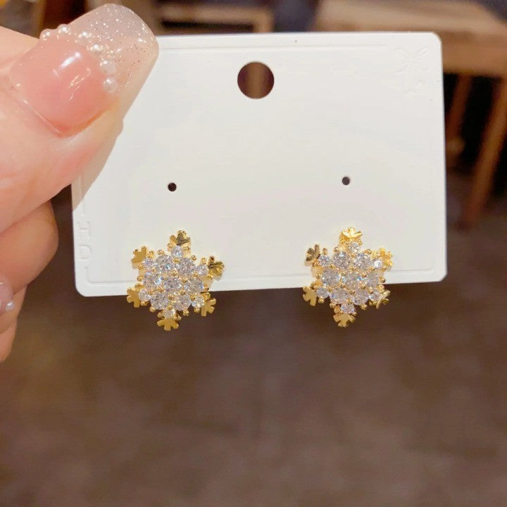 Shiny Snowflake Korean Style Earrings - Image 3