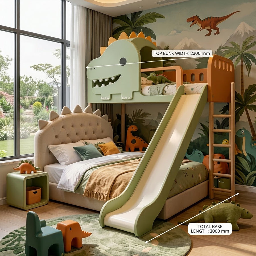 Roar House Kids Dinosaur Slide Bunk Bed