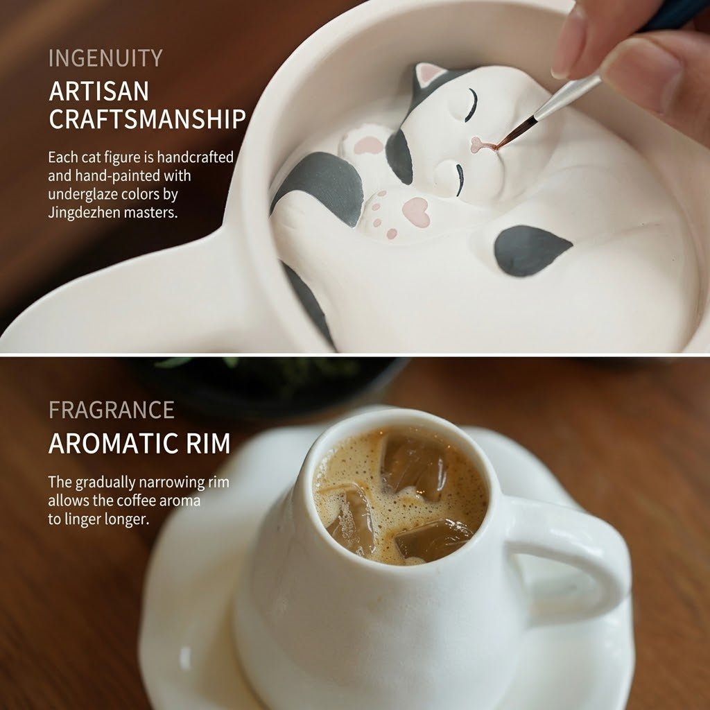 Sleeping Cat Surprise Bottom Ceramic Coffee Mug - Image 3