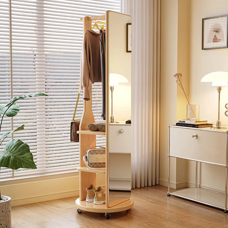Rotatable Full-Body Mobile Mirror Coat Organizer - Image 7