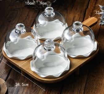 Ceramic Glass Lid Snack Plate