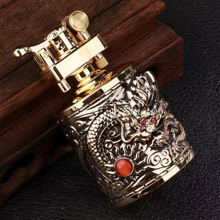 Vintage Dragon Carved Metallic Lighter - Image 4