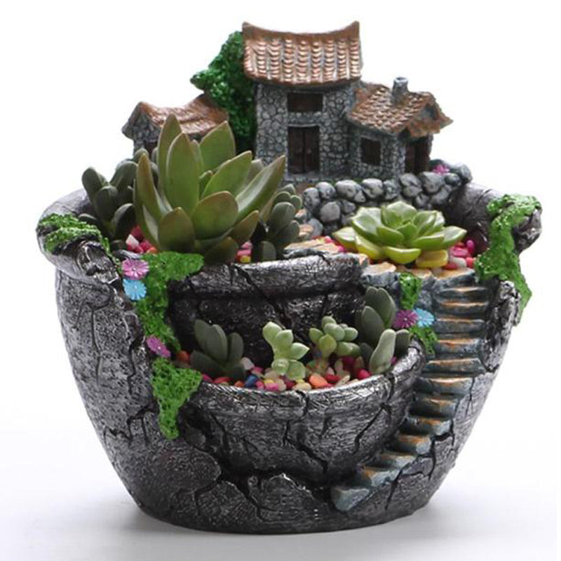 Fairy Garden Flower House Pot Lamp