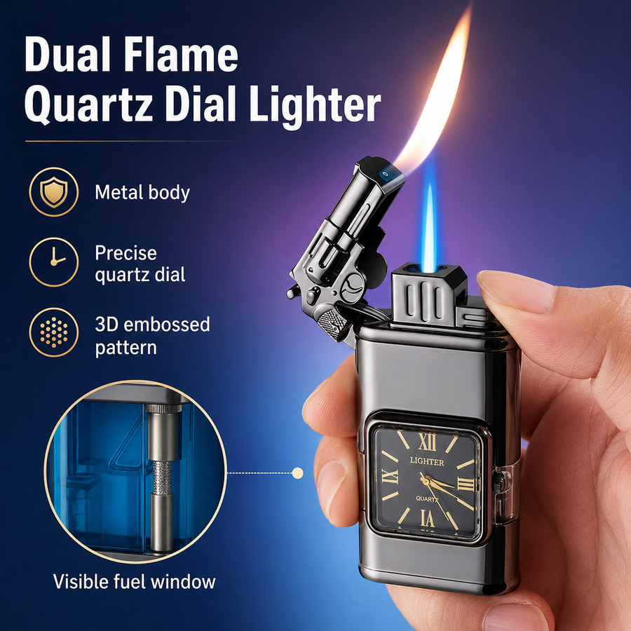 Twin Jets Quartz Dial Dual Flame Metal Lighter - Image 1