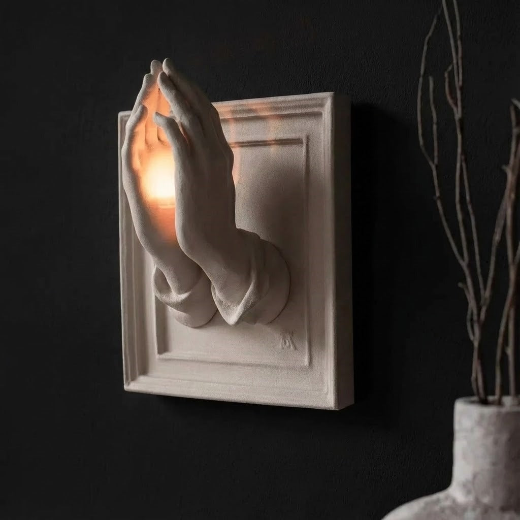 Praying Hands Nordic Wall Candle Holder - Image 0