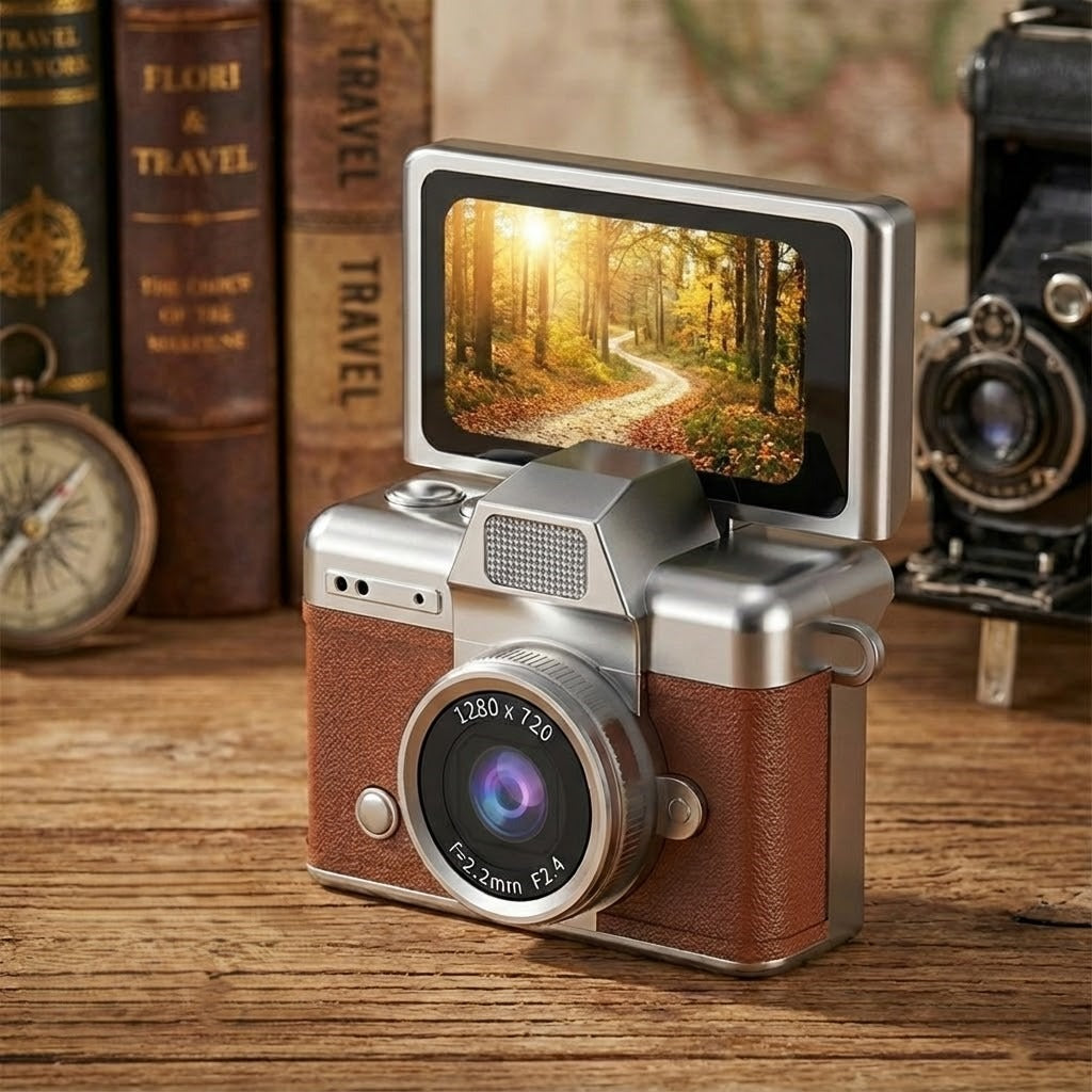 Retro Flip Screen Mini Camera Keychain - Image 0