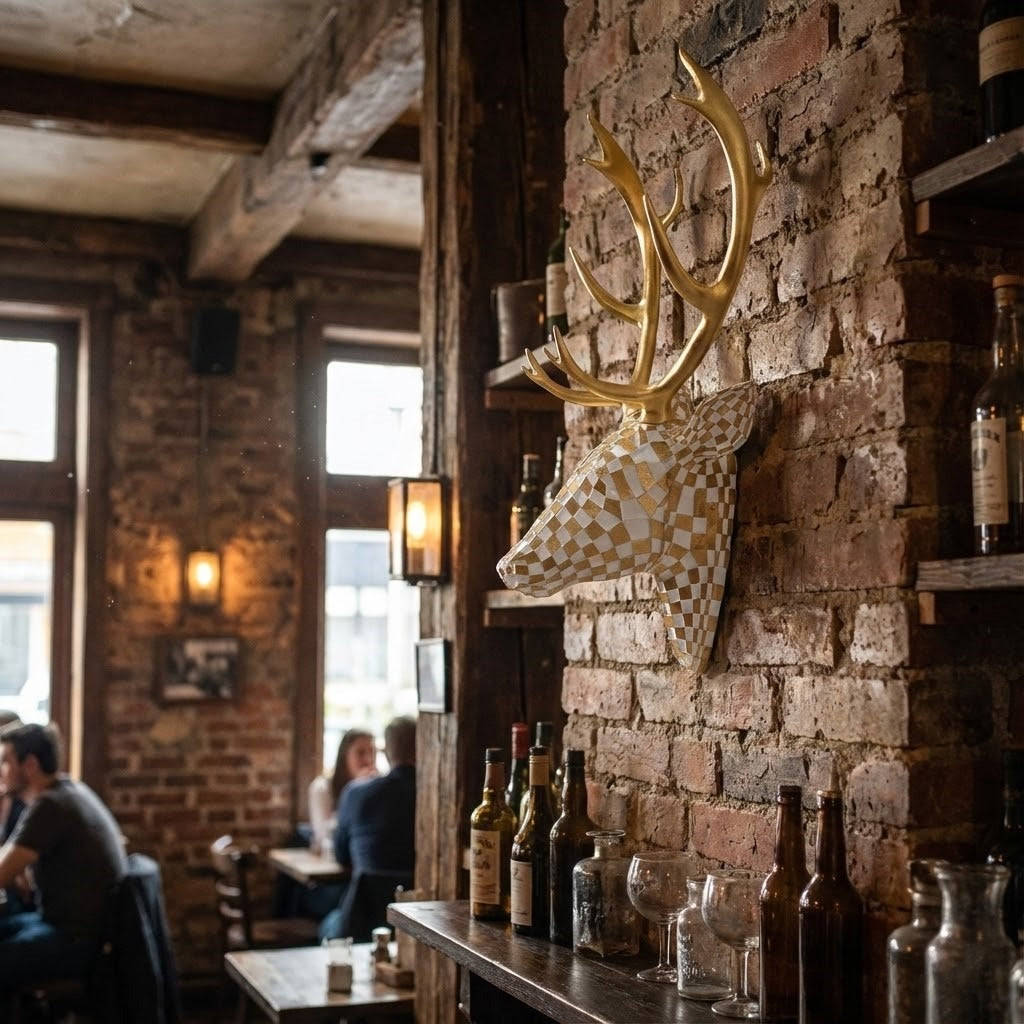 Artistic Deer Head Sculptural Wall Decor - Image 0