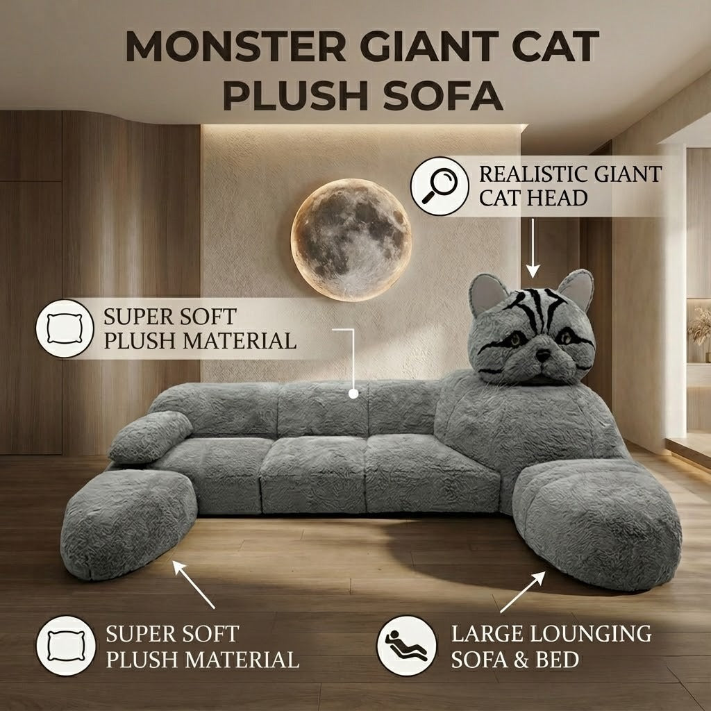 Monster Giant Cat Plush Sleeper Sofa - Image 4