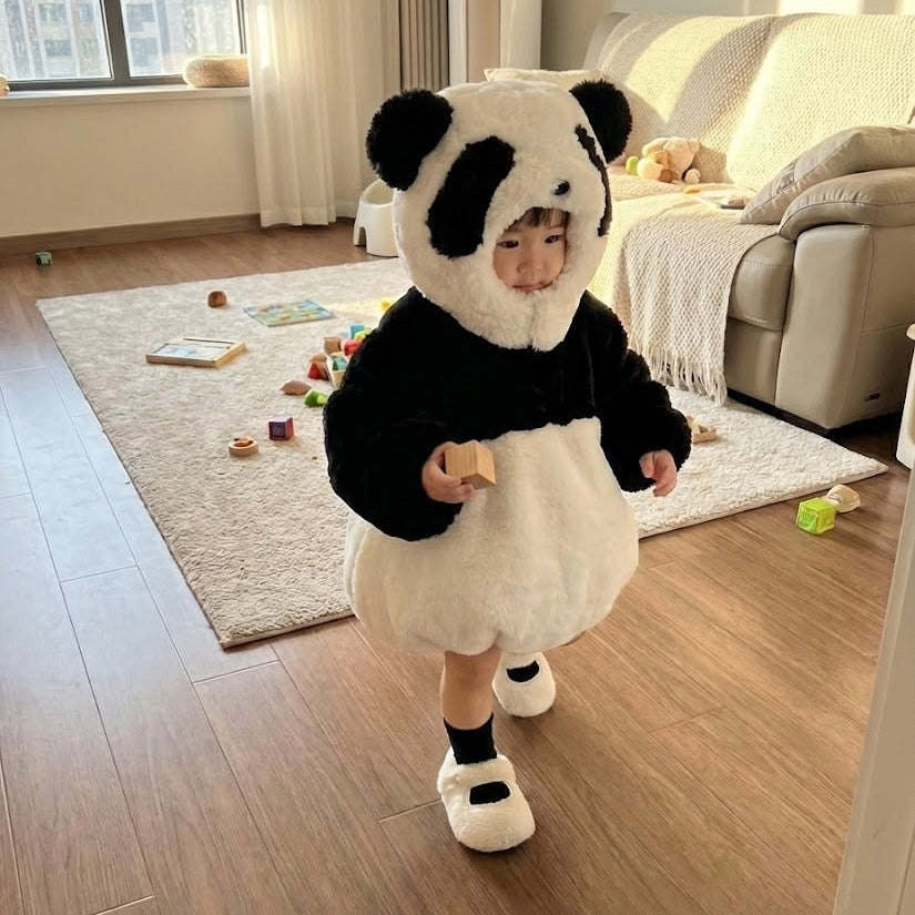 Sweet Panda Plush Kids Hooded Onesie - Image 0