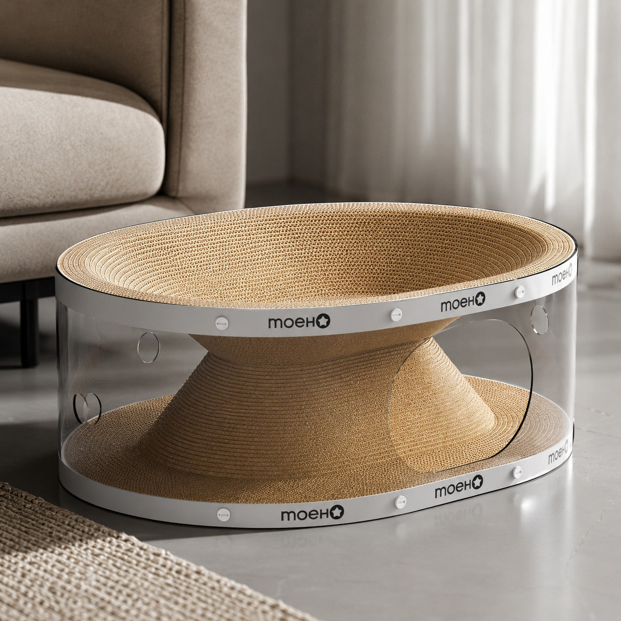 Window Seat Transparent Tunnel Cat Scratcher Lounge Bed - Image 6