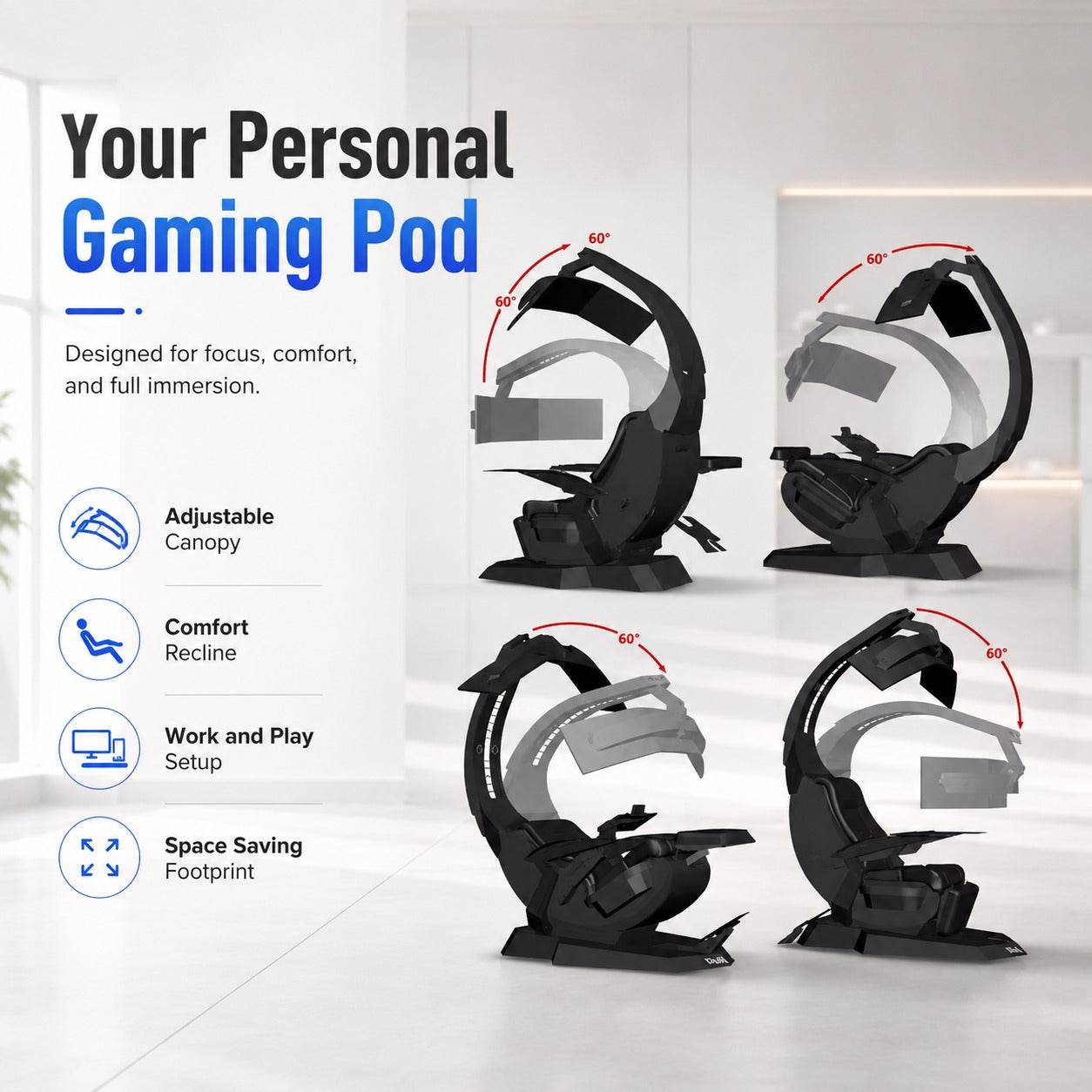 Supernova Zero-Gravity Futuristic Cockpit Gaming Workstation - Image 3