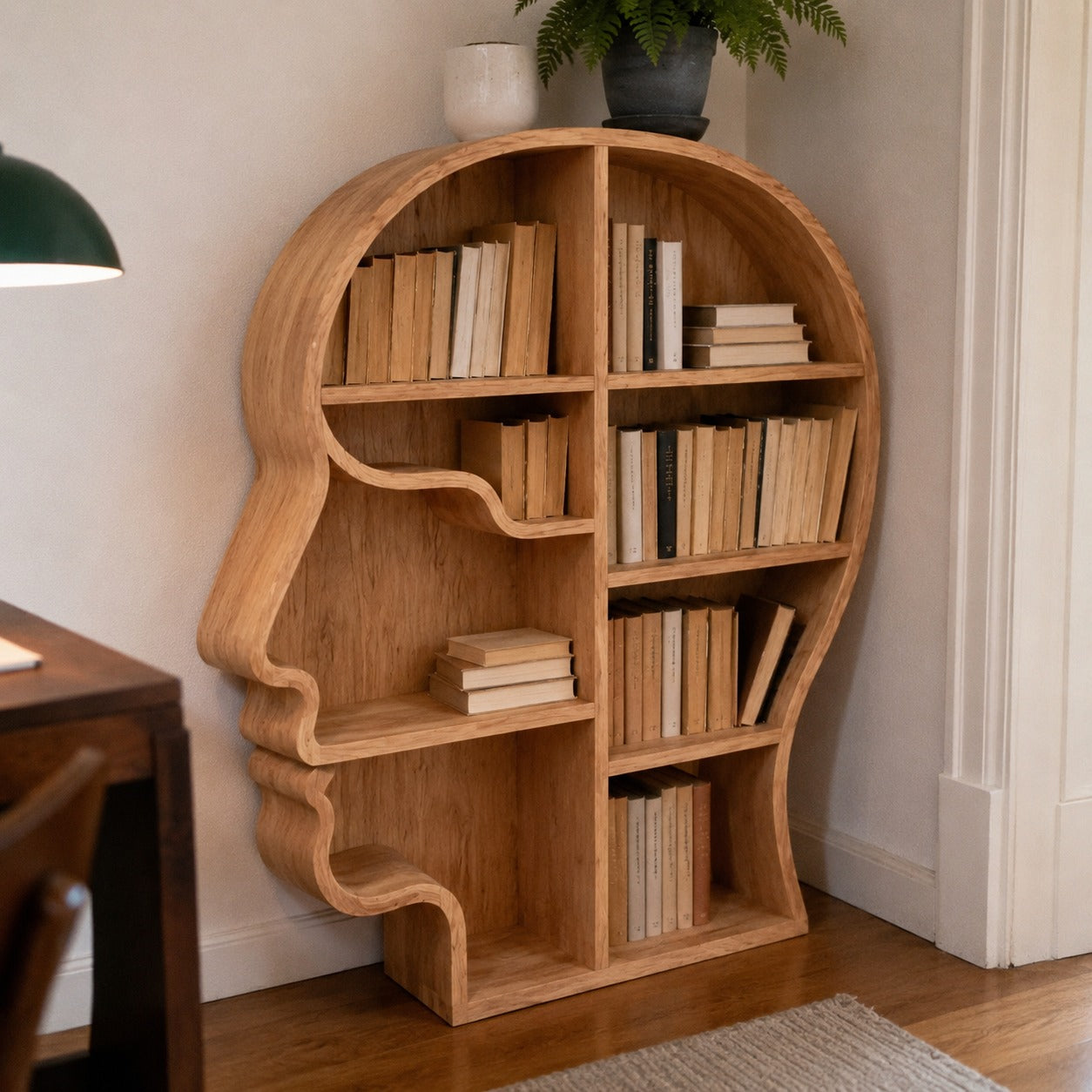 Mindshelf Face Silhouette Decorative Wooden Bookcase Shelf - Image 7