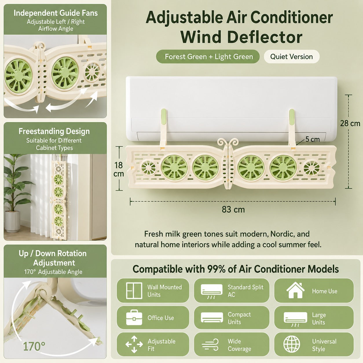 Butterfly Adjustable Air Conditioner Wind Deflector Shield - Image 7
