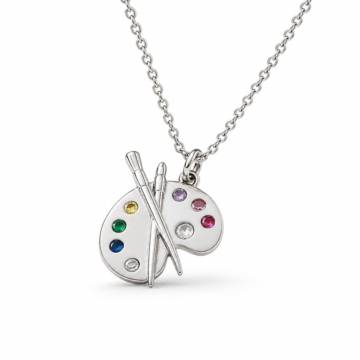 Artist Palette Gemstone Pendant Necklace - Image 2