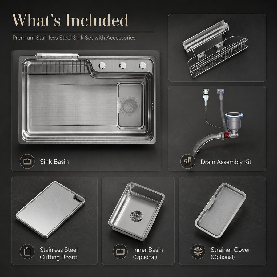 Kyoto Japanese Stainless Steel Workstation Kitchen Sink