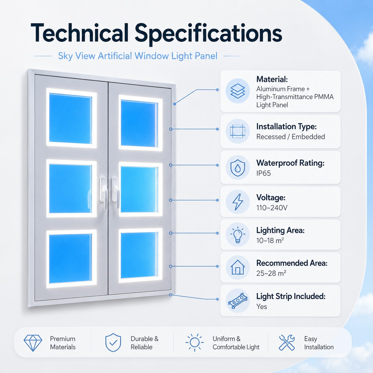 Sky View Artificial Window Light Panel