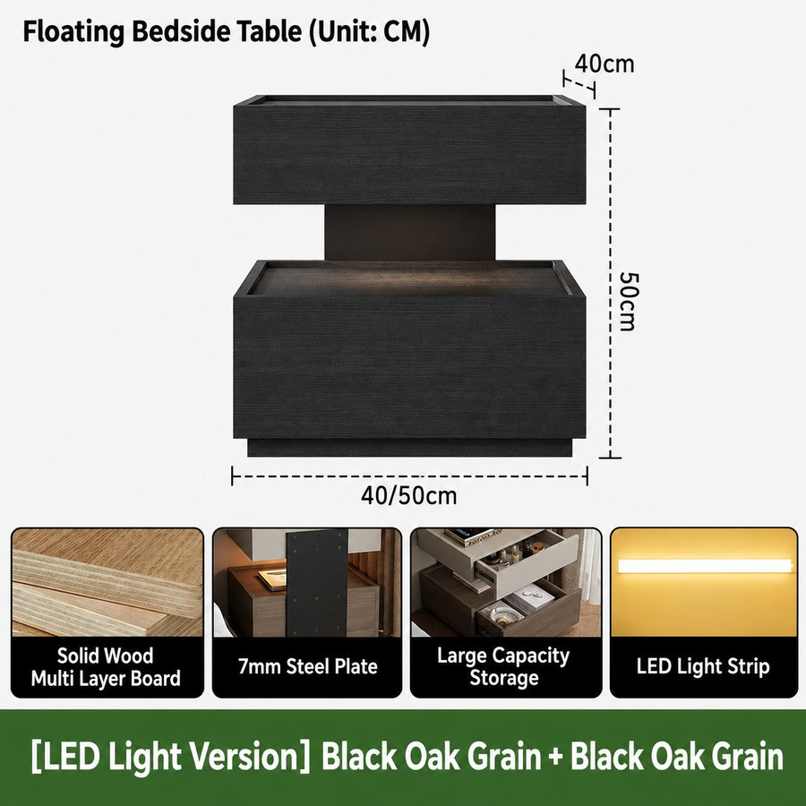 Backlit Edge Modern Floating Wall Nightstand