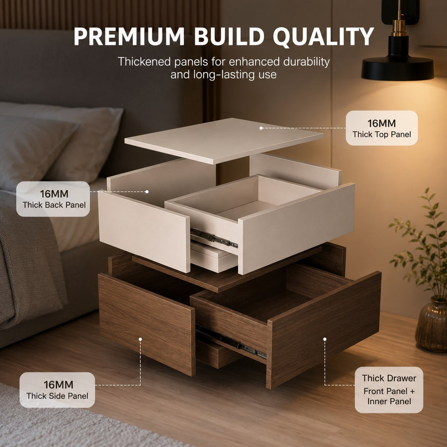 Backlit Edge Modern Floating Wall Nightstand