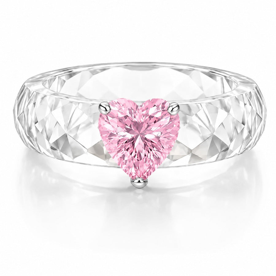 Blush Bloom Crystal Heart Ring