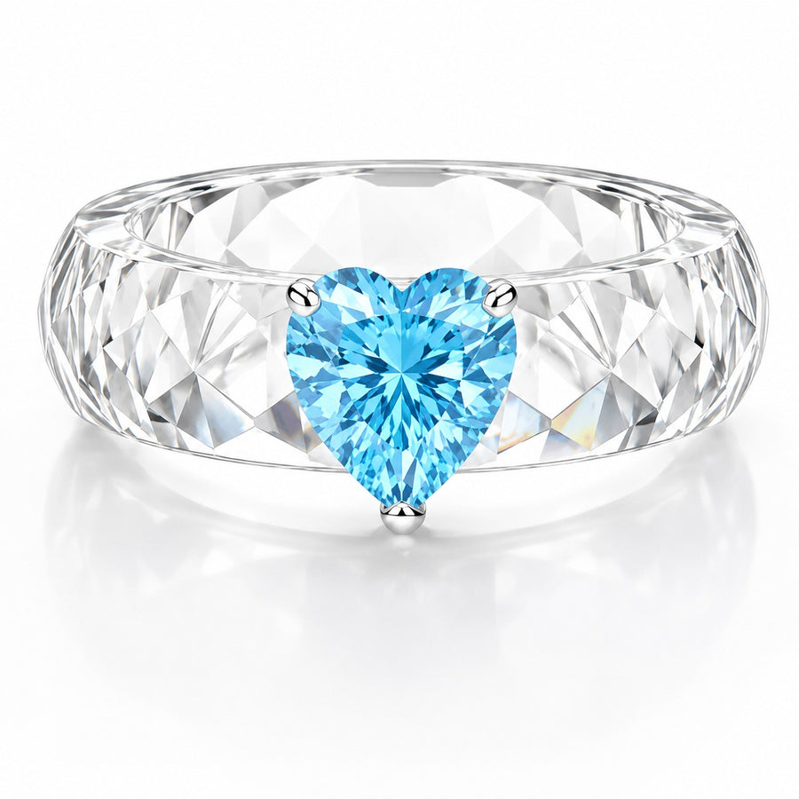 Blush Bloom Crystal Heart Ring