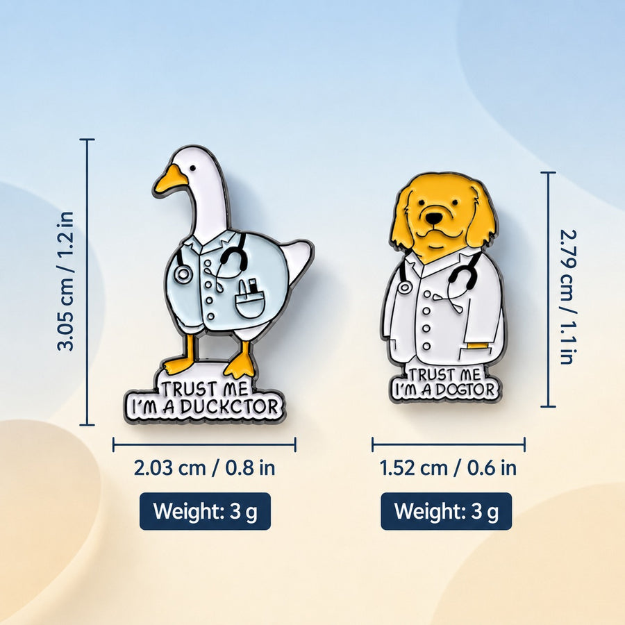 Trust Me Dogtor & Ducktor Label Pin