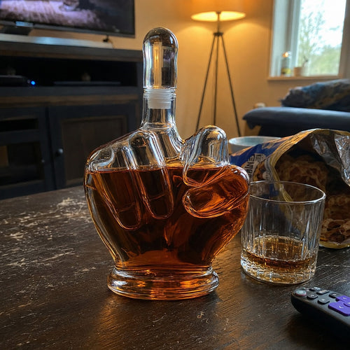 Middle Finger Crystal Clear Fun Decanter