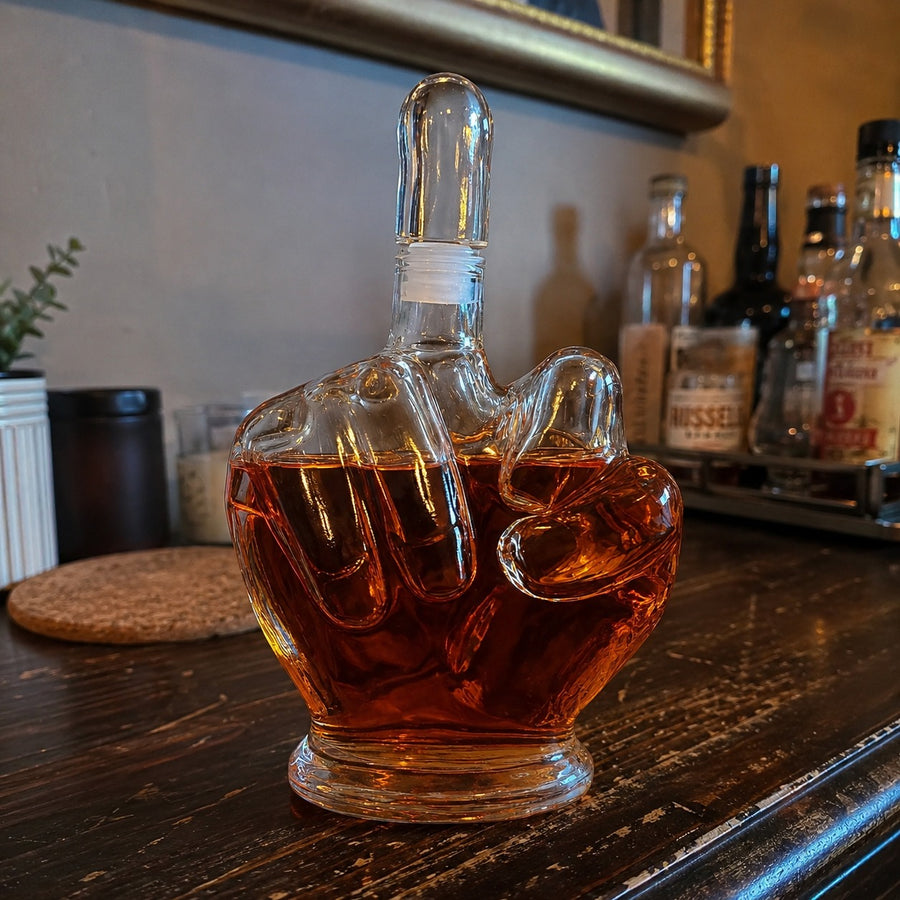 Middle Finger Crystal Clear Fun Decanter