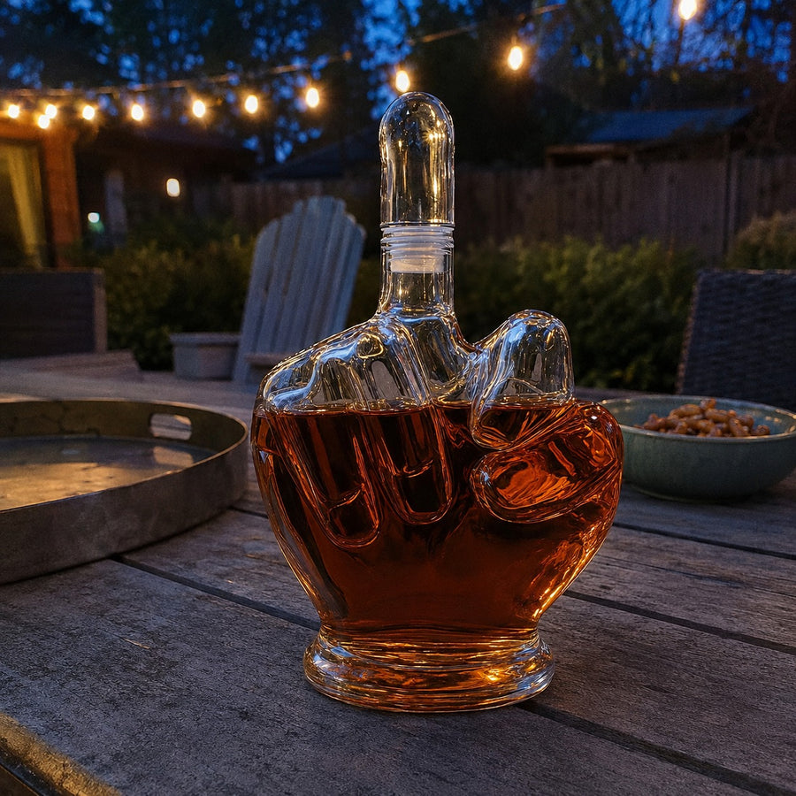 Middle Finger Crystal Clear Fun Decanter