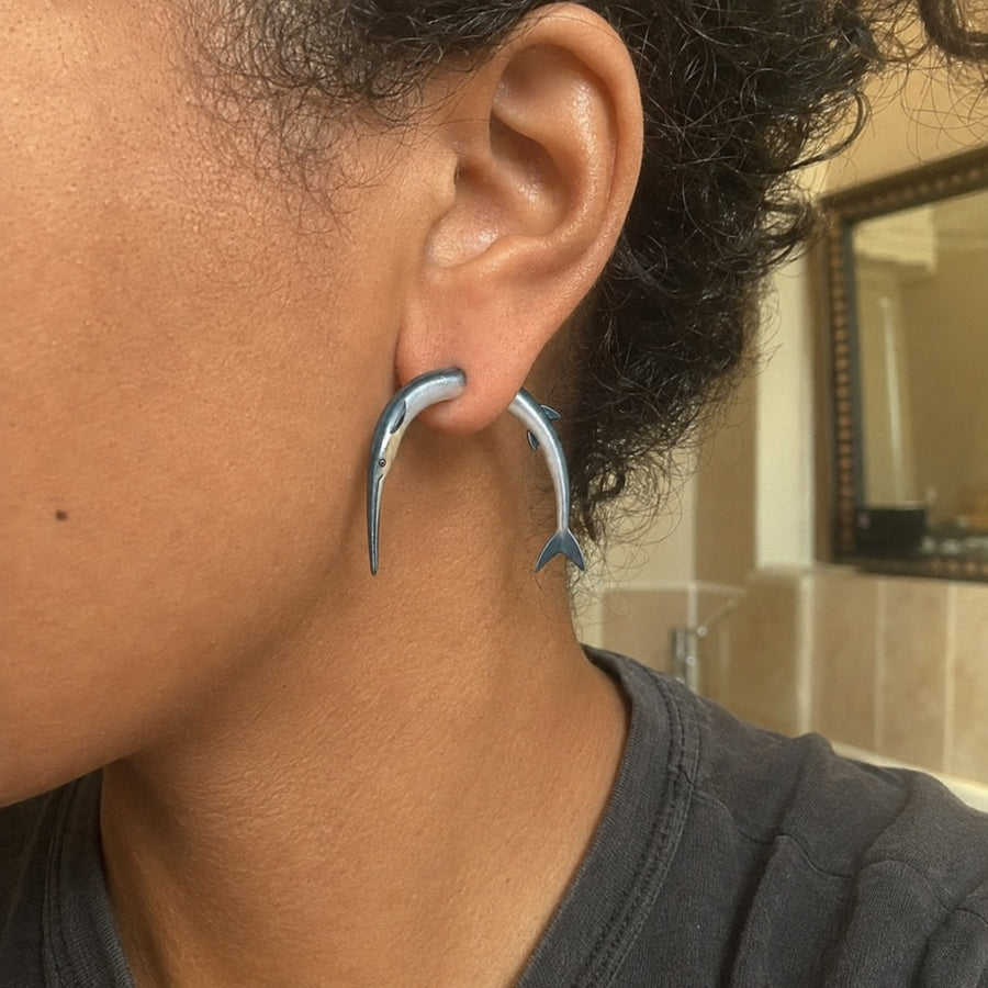 Gone Fishing Through Ear Novelty Earring