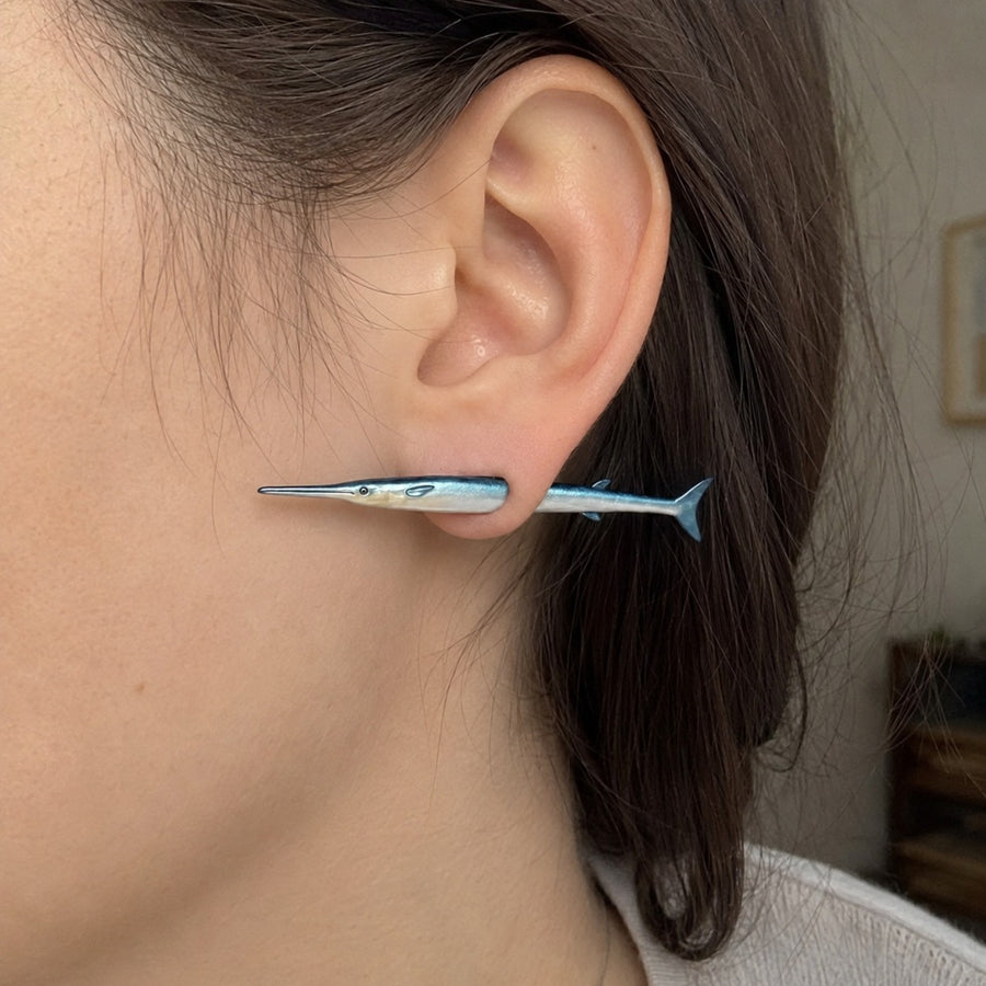 Gone Fishing Through Ear Novelty Earring