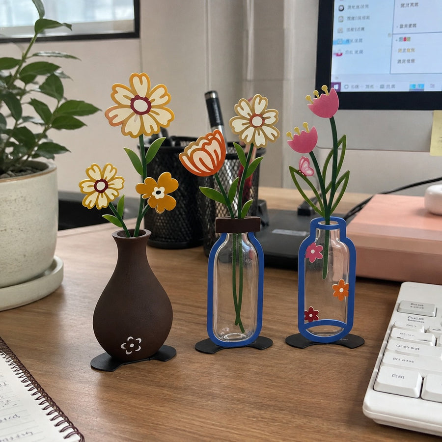 Flower Sketch Desktop Vase Decor