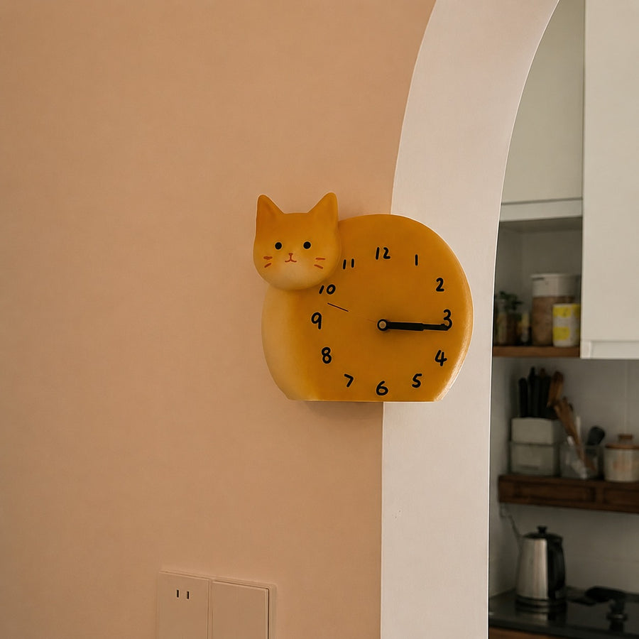 Purrfect Timing 3D Corner Cat Clock