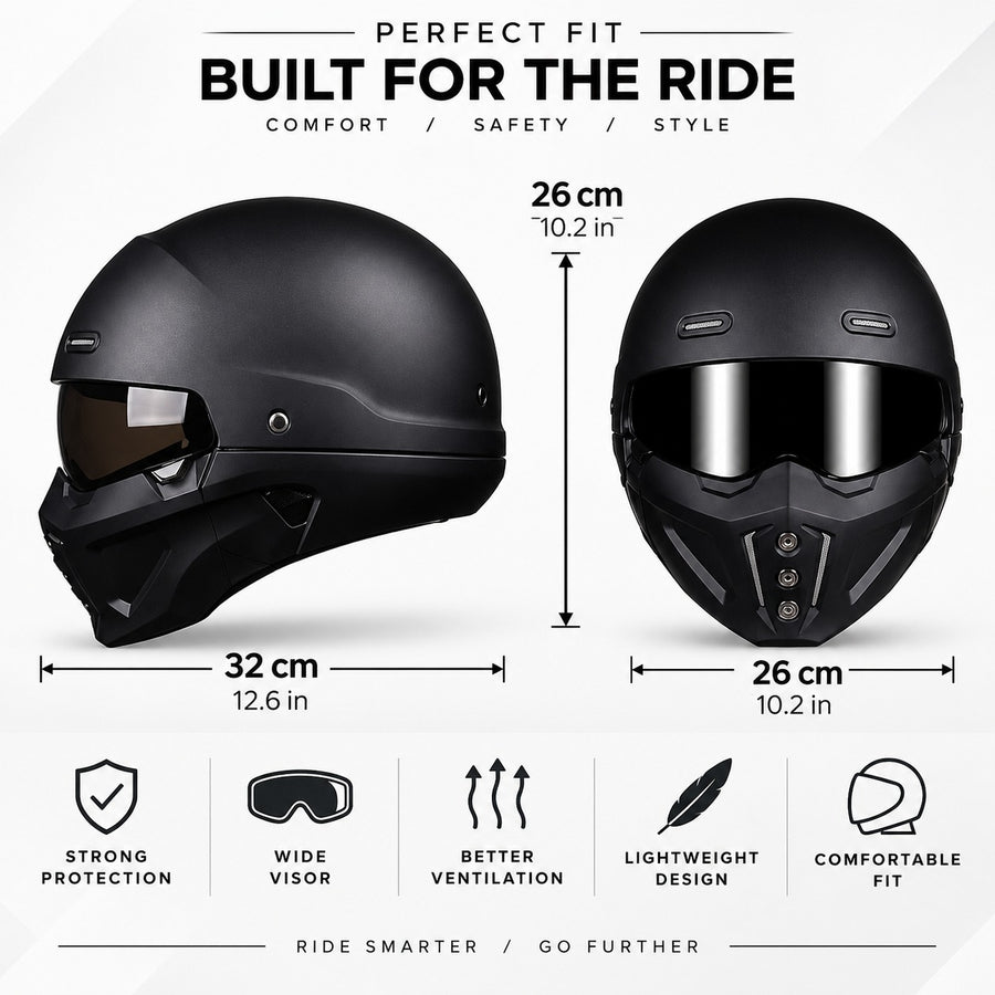 Mystic Rider Detachable Full Face Helmet
