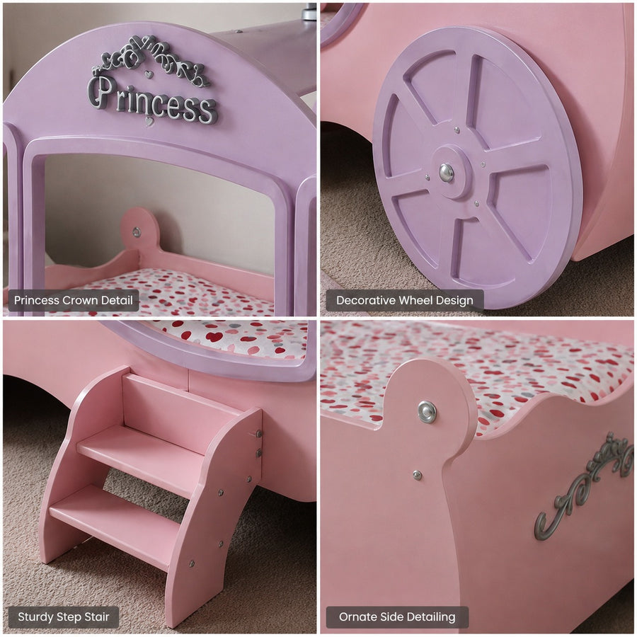 Dream Coach Pink Carriage Kids Princess Bed