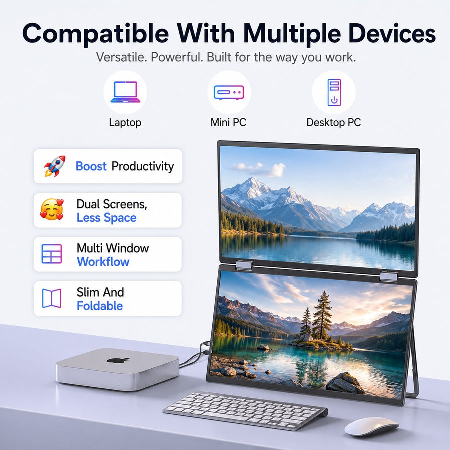 Zero Setup Dual Screen Portable Laptop Monitor