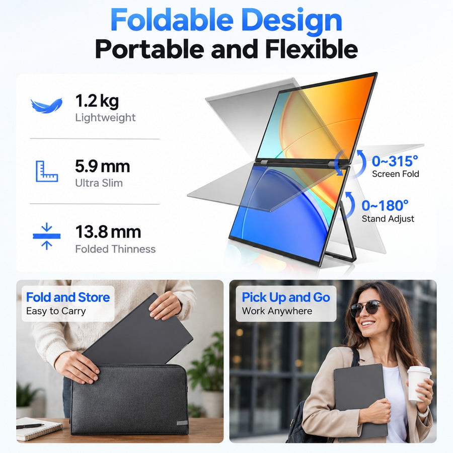 Zero Setup Dual Screen Portable Laptop Monitor