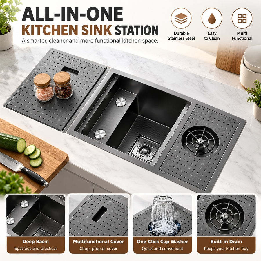 Ombretta Hidden Concealed Kitchen Sink Cover Board