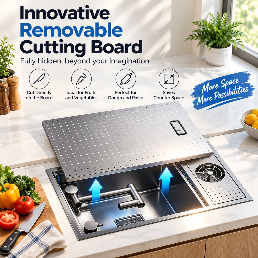 Ombretta Hidden Concealed Kitchen Sink Cover Board