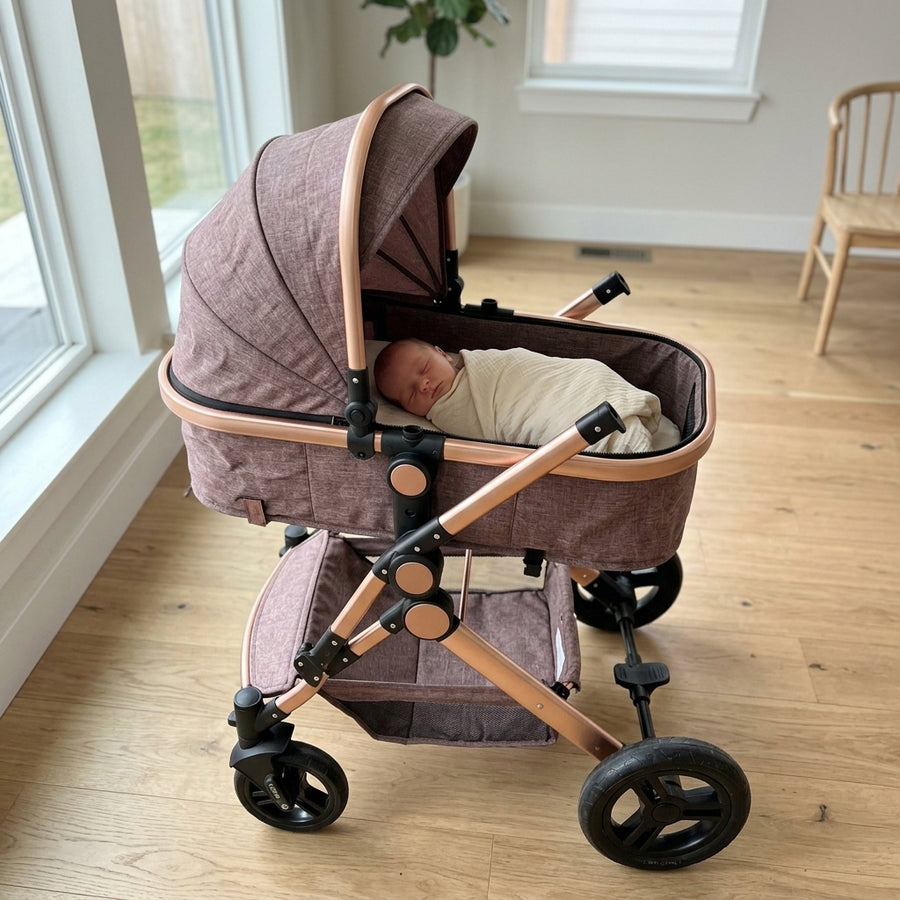 Carrinhos de Bebê Europeus 3 em 1 com Cesto e Moisés
