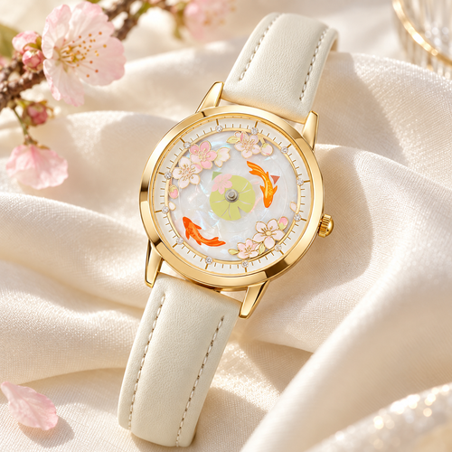 Lotus Pond Koi Dial Wristwatch